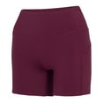thumbnail image 5 of Natural Uniforms Women's High Waist Yoga Shorts&nbsp;Tummy Control with Deep Pockets (Large, Burgundy), 5 of 6