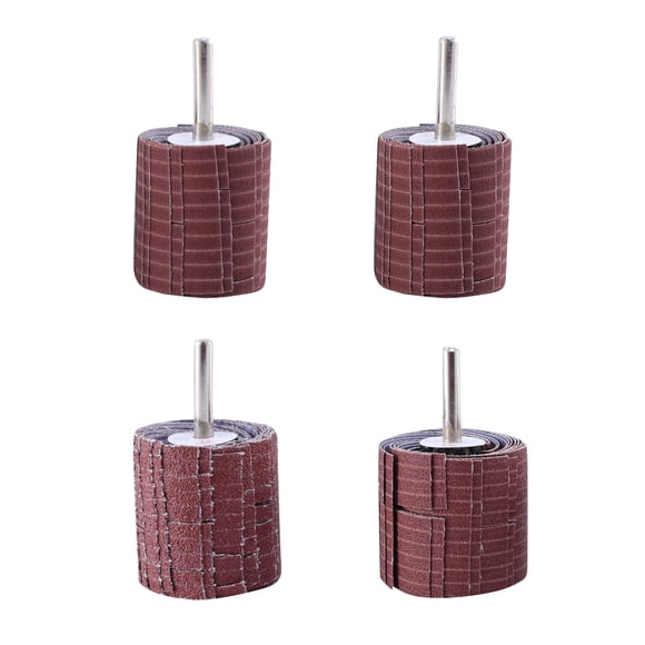 4 cabezales de pulido prácticos, ruedas de lija abrasivas, herramienta de pulido para madera, metal y plástico (diámetro de varilla de 6 mm, marrón)