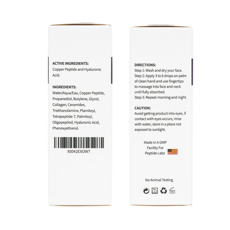 Peptide Labz Copper Peptide 12% GHK-CU Serum, Hyaluronic Acid