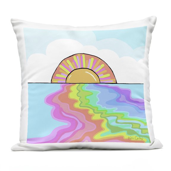Stupell Industries - Swirling Rainbow on Sea Surface Outdoor Pillow 18x18 by Katie Conley
