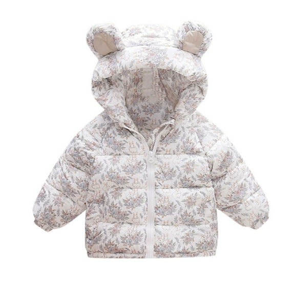 Kids Winter Coat Toddler Puffer Coat Cute Bear Ear with Hoods Zipper Windproof Jacket Outwear for Kids Baby Boys Winter Warm Outwear Jacket Coat Winter Baby Girl Clothes 12-18 Months