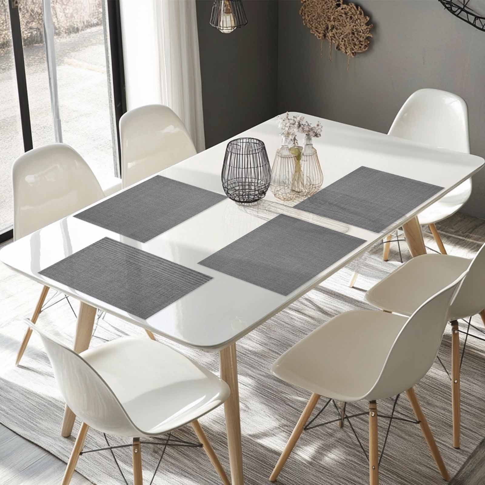 Placemats Set of 4, Grey Linen Placemats Set of 4, Farmhouse Pure Color Tablemats Washable Placemat Table Decoration for Kitchen Table Dinner Party Home Decor Indoor Outdoor 13x19 Inch