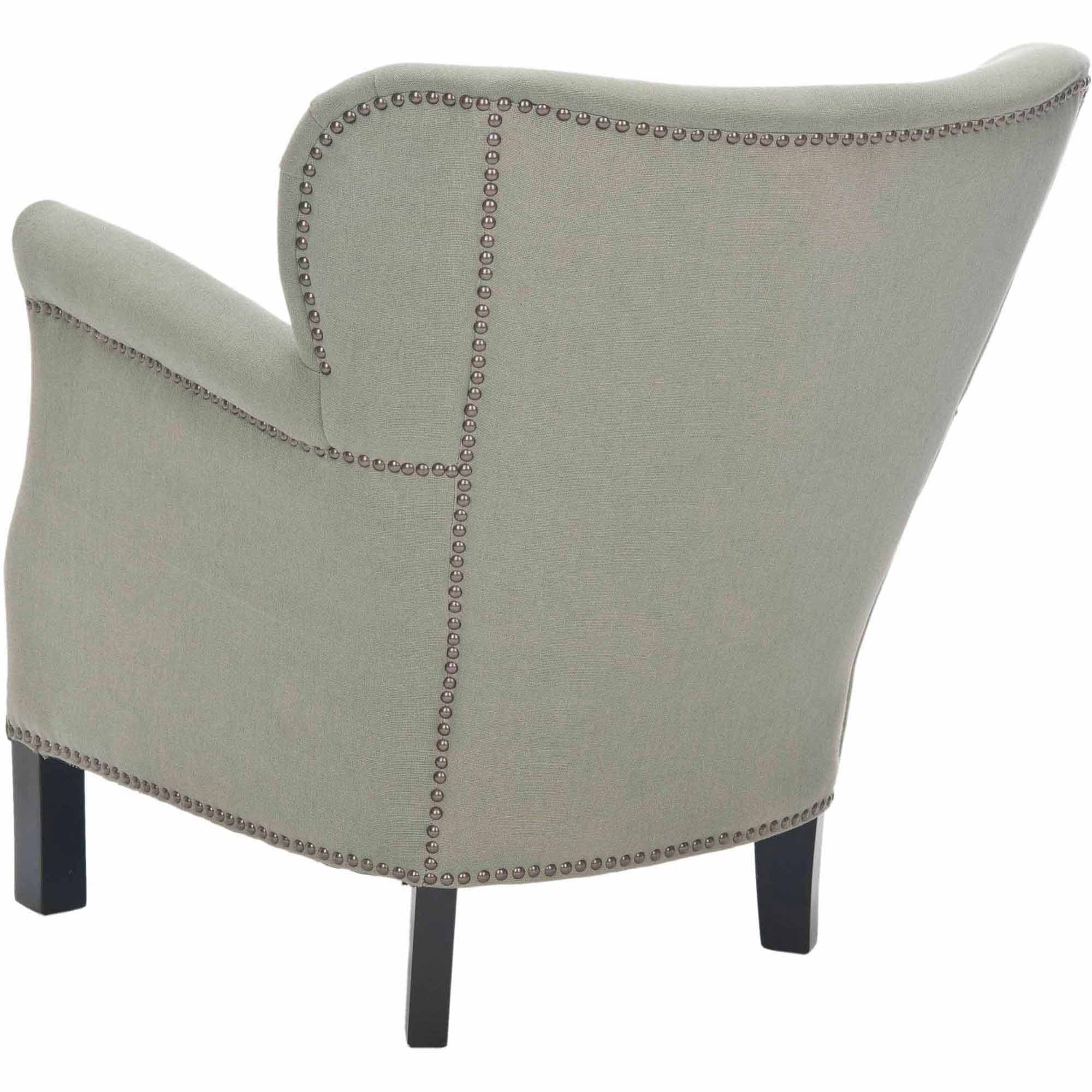 SAFAVIEH Jenny Traditional Glam Upholstered Arm Chair w/ Nailheads, Sea Mist