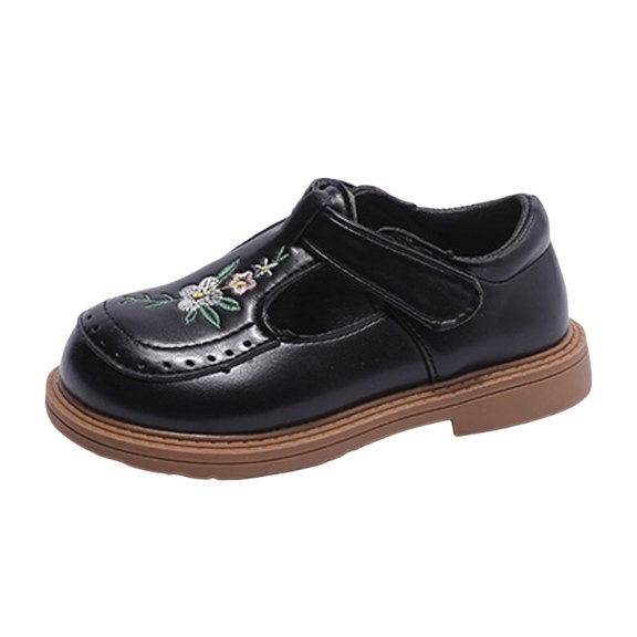 Mepaouo Toddler Little Girl Mary Jane Dress Shoes Ballet Flats Party School Princess Flower Shoes Black