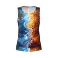 thumbnail image 3 of Picia Red And Blue Flame Waves Pattern Women's Workout Tank Top,Breathable Activewear,Slim Fit Athletic Top,Versatile Workout Moisture-wicking top-Small, 3 of 9