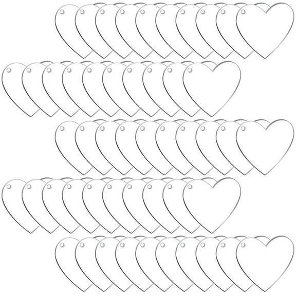 SEWACC Acrylic Keychain Heart Shaped Sublimation Blanks for Diy Projects 50Pcs