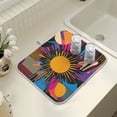 thumbnail image 4 of Yayeee Dish Drying Mat for Kitchen Counter 18" x 24" Microfiber Super Absorbent Coffee Decorative Pad, Futuristic Circles, 4 of 9