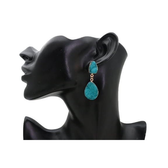 Women Earrings Set Gold Metal Dangle Turquoise Blue Color Fashion Jewelry