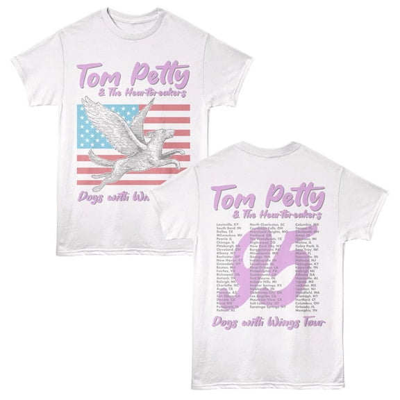 Tom Petty Dogs With Wings Tour 95 Men's T Shirt (White, AdultS)