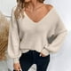 thumbnail image 5 of Camisetas para mujer,Blusa de manga larga con cuello en V y lazo para mujer, estilo casual, holgada, estampada, 95 % poliéster, 5 % elastano, para usar en casa, sopatenor, 5 of 9