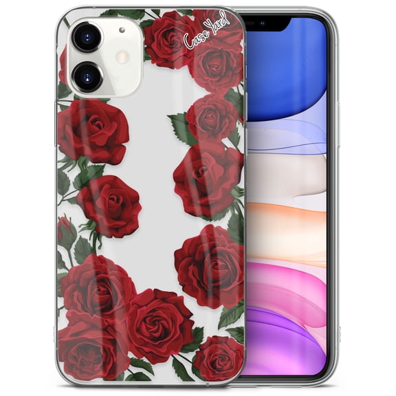 Case Yard iPhone-11 Case Clear Soft & Flexible TPU Ultra Low Profile Slim Fit Thin Shockproof Transparent Bumper Protective Cover Drop Protective Cell Phone Cases (Red Roses)