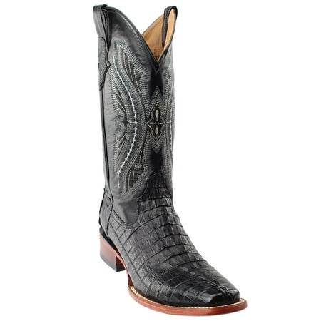 Cognac Caiman Tail - Ferrini Western Boots Mens Cowboy Caiman Tail Croc Black 10311-04