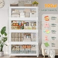 thumbnail image 3 of Fangtueh Stackable Storage Bins with Lid, Extra Large Collapsible Storage Box with Pet Doors and Wheels, Plastic Closet Organizer and Storage Cabinet Drawer For Home Kitchen,White,30Gal,4Pack, 3 of 8