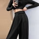 thumbnail image 3 of Pantalones de pierna ancha de traje para mujer, primavera y otoño, cintura alta, drapeados, sueltos, adelgazantes, pantalones casuales, rectos, pantalones largos con fregona, 3 of 6