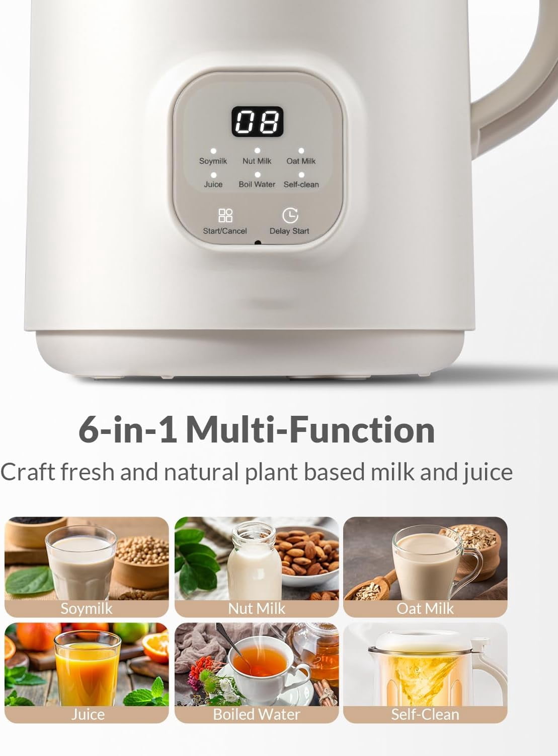 TWOMEOW Automatic Nut Milk Maker, 20oz Multi Function Soy Almond Oat  Coconut Milk Machine with Self-Clean, 2-Hour Keep Warm & Delay Timer