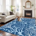 thumbnail image 2 of 8'x10' Area Rugs, Navy Blue Coral Coastal Indoor Outdoor Area Rug for Living Room Bedroom, Ocean Nautical Seaside Beach Washable Bathroom Rugs Kitchen Floor Carpet Mats Home Decor Aesthetic, 2 of 8