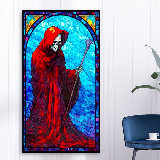 5D DIY Full Round Drill Diamond Painting Glass Red Robe Death Kit Decor 40x70cm JShteea El nuevo