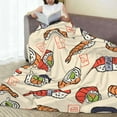 thumbnail image 5 of Sushi Blanket Japanese Style Fleece Sushi Blanket for Bed Couch Sofa Food Throw Blanket Cute Cartoon Sushi Lovers Plush Throw Blanket Room Sushi Decor Gifts 50"x60" Travel Picnic All Season Kids, 5 of 6