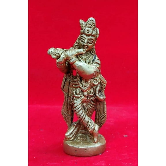 Krishna Statue in Brass Lord Krishna Idol Standing Krishna Sculpture Hindu God Krishna Figurine Indian Idol Home Temple Decor Showpiece Religious Gift Housewarming Gift Krishna Murti - AtoZ India Cart