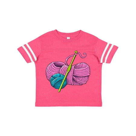 

Inktastic Blue and Pink Yarn with Crochet Hook Gift Toddler Boy or Toddler Girl T-Shirt