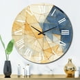 thumbnail image 3 of Designart "Minimalism in Blue and Gold II" Abstract Shapes Oversized Wall Clock, 3 of 5