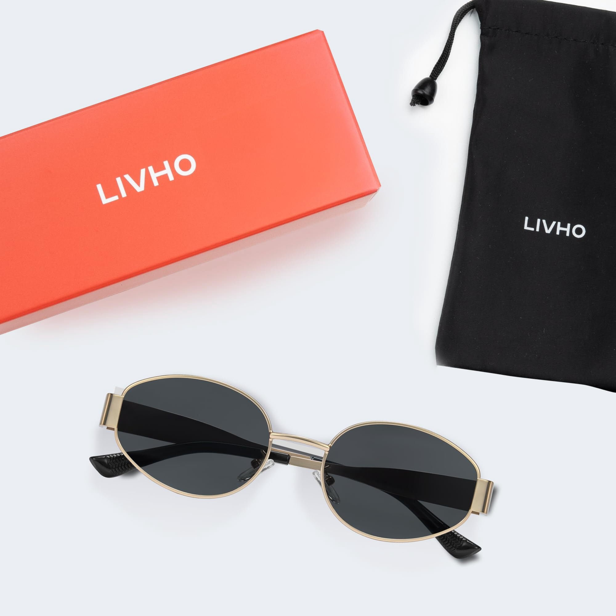 livho Oval Trendy Polarized Sunglasses Women Men, Retro Sun Glasses for Women Men 2025, Vintage Classic UV Protection Shades