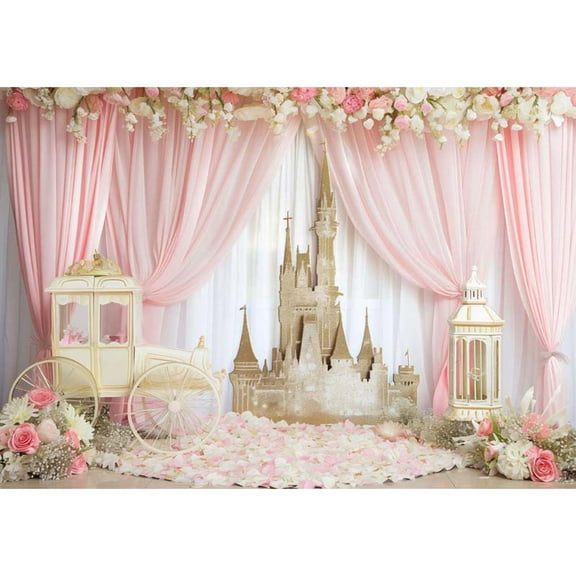 Allenjoy Gold Castle Pink r Backdrop
