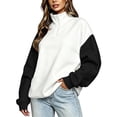 thumbnail image 3 of Womens Half Zip Up Hoodie, Color Blocking Fleece Oversized Cute Sweatshirt, Half-zip Zipper Hoodies for Women,Stand Collar Sweatshirts,Comfy Pullover with Pocket,Fall Clothes,Winter Outfits, 3 of 6