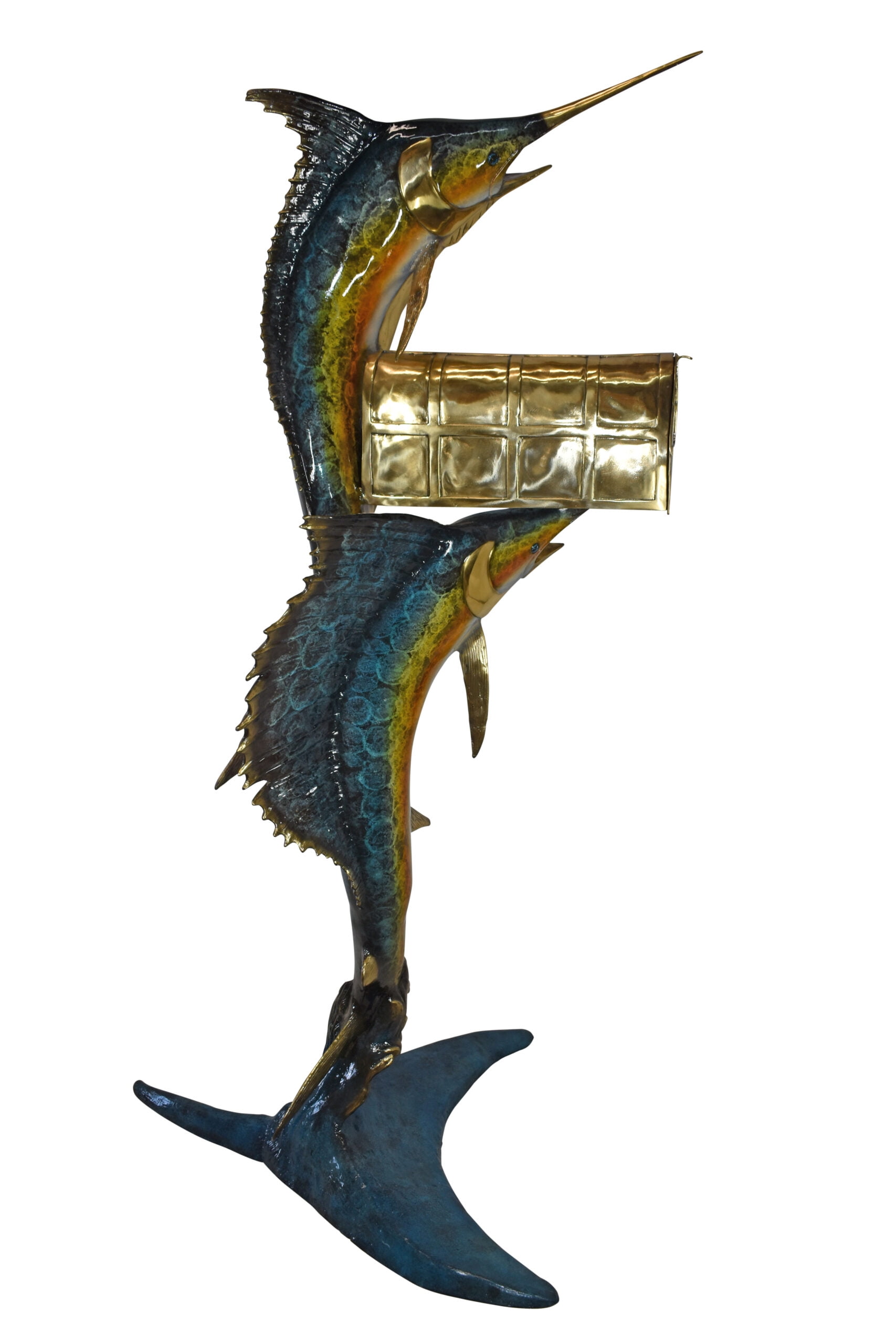 Sailfish And Marlin Fish Bronze Statue Mailbox Size 29 X 35 X 77H