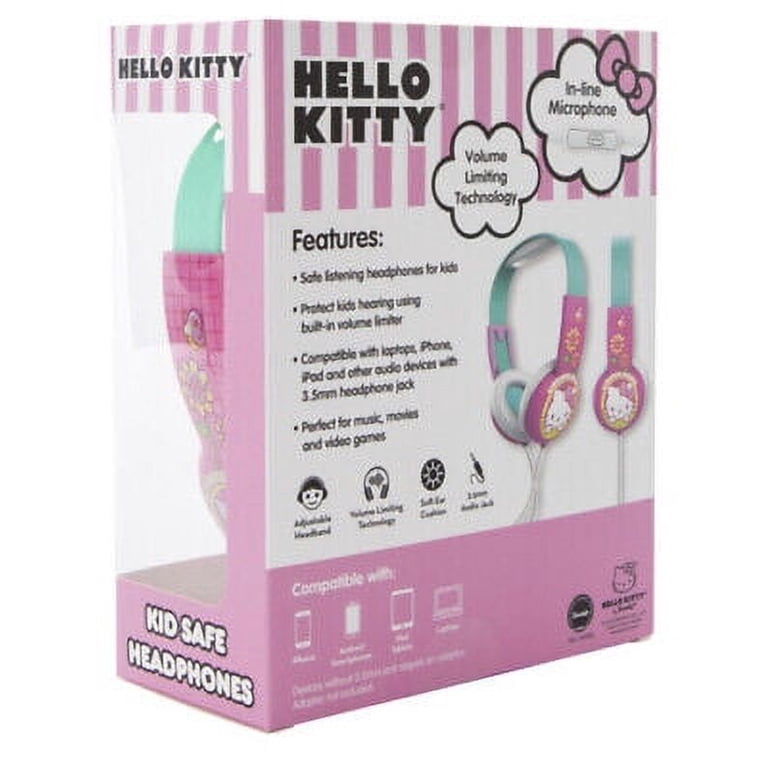 Hello Kitty Wired Kid Safe Headphones Pink/blue - Walmart.com