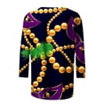 thumbnail image 4 of Outfmvch Chemises Mardi Gras pour Femmes, Manches 3/4 Hauts pour Femmes, Tenue Mardi Gras pour Femmes, Blouses pour Femmes, Hauts d'Entraînement pour Femmes, Tunique Graphique de Carnaval Manches 3/4 Col Rond Blouse Grise 4TG, 4 of 5
