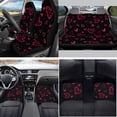 thumbnail image 2 of Yuyamidu Pink Heart Front Back Seat Cover Set of 15 Car Carpet Mats Steering Wheel Cover Seat Belt Pad Handbrake Cover Set Coasters for Women, 2 of 6