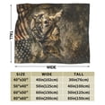 thumbnail image 3 of Wolf Fleece Throw Blanket, Fierce Grey Wolf with American Flag Patriotic Art Print, Soft Warm Lightweight Blanket for Sofa Couch Bed, Home Decor All Season 60x50, 3 of 6