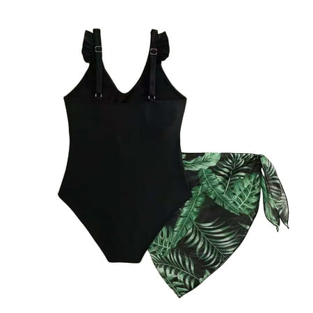 JUMEYU Teen Girl Swimsuit Children Girls Swimwear One-piece Color Block Swimsuit Multi-color Stitching Beach Kids Sleeveless Swimwear Size 9-10 (Black 9-10 Years)