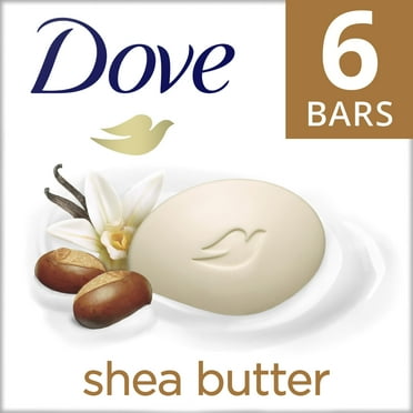 Dove Beauty Bar Women's Bath Soap Moisturizing Gentle All Skin Shea Butter & Vanilla, 3.75 oz 6 Bars