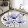 thumbnail image 3 of Spring Flowers Round Area&nbsp;Rug 3ft Watercolor Purple Floral Leaf Butterfly Beige Wood Grain Non-Slip&nbsp;Washable Circle Rugs Soft Felt Indoor Floor Mat for Bedroom Kitchen Living Room Bathroom, 3 of 9