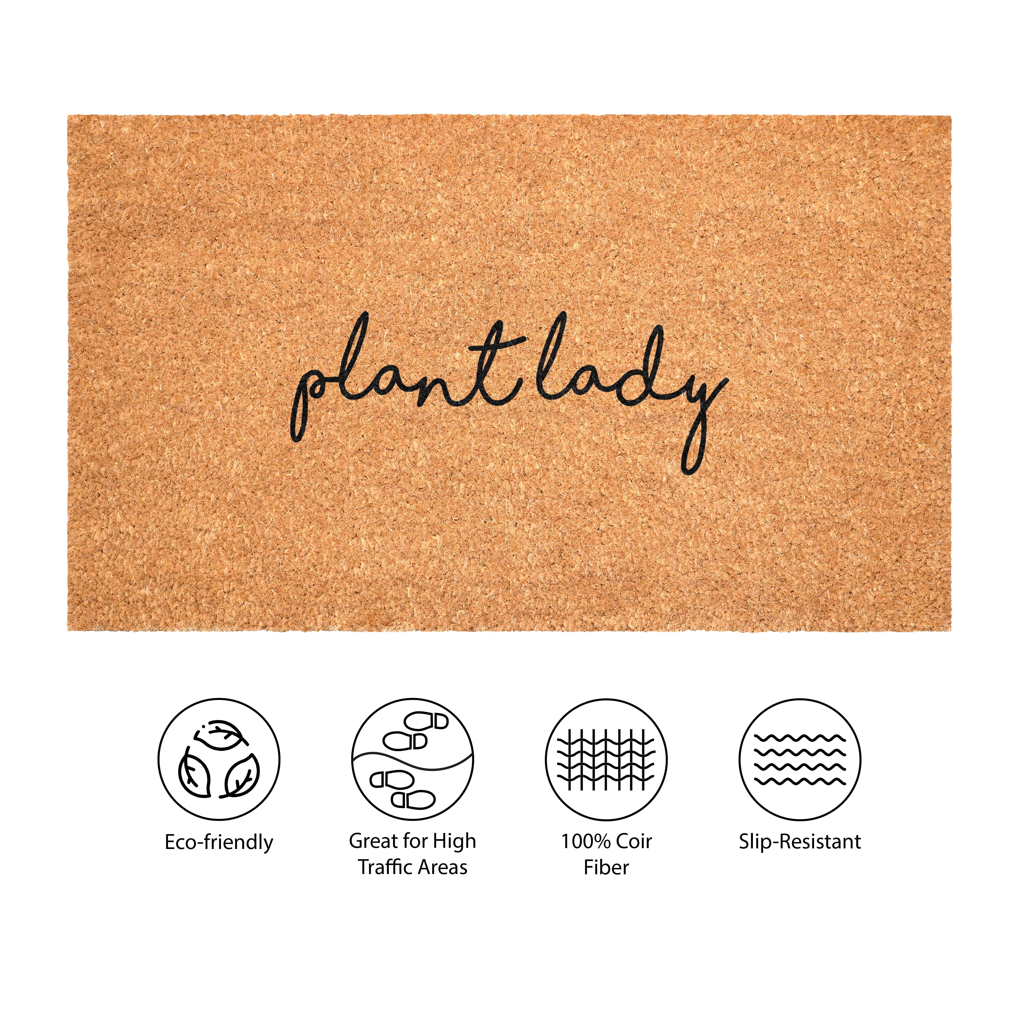 Plant Lady Script Non Slip Vinyl Backing, Front Door Mat, Entryway Door Mat, 24"x36"