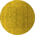 thumbnail image 1 of Ahgly Company Machine Washable Indoor Round Oriental Yellow Industrial Area Rugs, 7' Round, 1 of 4