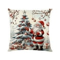 thumbnail image 5 of 18x18 Inch Christmas Throw Pillow Cover with Santa Claus & Blue Bird, Red Green Holiday Decor for Sofa Couch Bed, Festive Winter Scene Pillowcase C, 5 of 6
