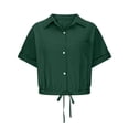 thumbnail image 4 of Lixiuxyad Womens Dressy Tee Shirts Women's Short Sleeved Lapel Button Down Short Shirt And Pocket Beach Top, 4 of 6