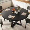 thumbnail image 3 of JoanKaren 47.2" Farmhouse Round Dining Table,Circle Dining Table for Kitchen Dining Room,Storage and Metal Square Legs,Black, 3 of 8