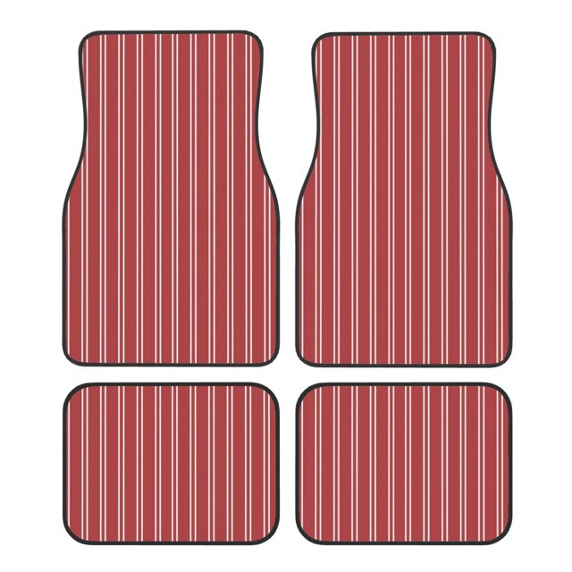 Disketp Stripes Red White for Crystal Velvet Car Mats Four-Piece Set,All-Season Automotive Protection, Vehicles, Cars, Trucks, and SUVs,Anti-Slip Design