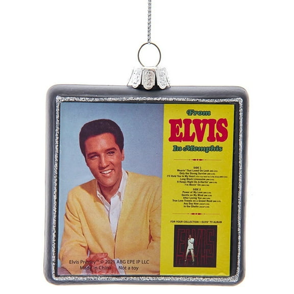 KSA Pack of 6 Glass "From Elvis In Memphis" Album Cover Christmas Ornaments 5"