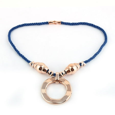 Chain Necklace Circular Clasp - Lady Circular Pendant Beads Neck Chain Necklace Statement Chunky Decor Blue