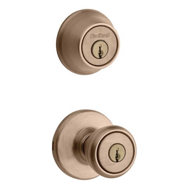 Cerradura y cerrojo de doble cilindro Kwikset Tylo de latón envejecido