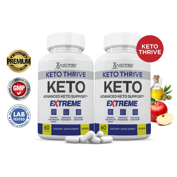 (2 Pack) Keto Thrive ACV Extreme Pills 1675mg Alternative to Gummies Dietary Supplement 120 Capsules