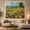 Sunlit Wildflower Meadow with Path and Blue Hills, variant on Rolling Hills and Wildflower Meadow Under Soft Cloudy Sky, Peaceful Rustic for Nature Lovers, Meadow Wall Art, Housewarming Gift, Tapestry Wall Hanging for Bedroom and Living Room