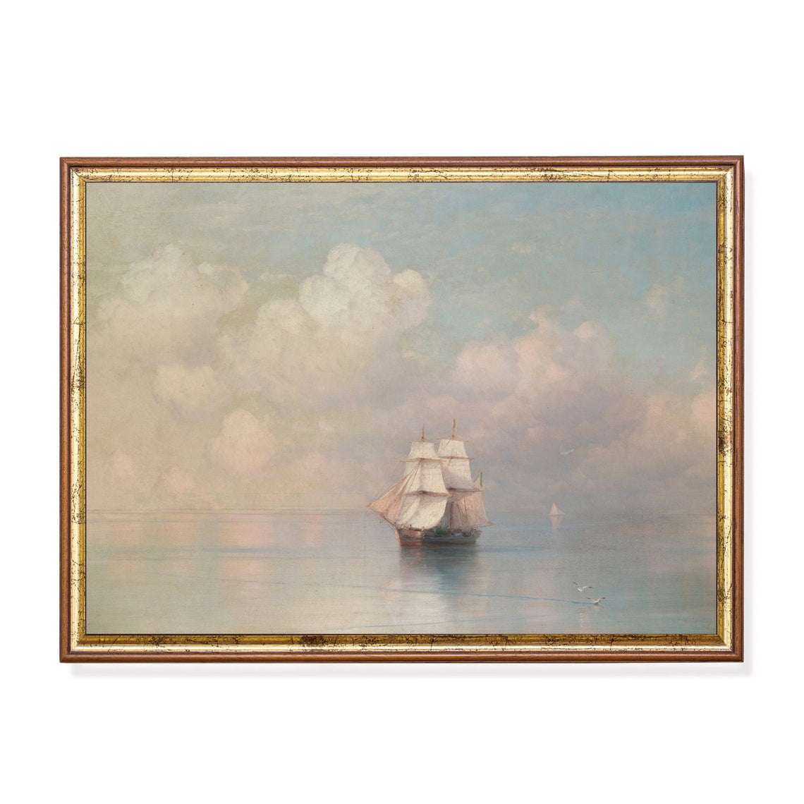 Vintage Sailing Ship Serene Nautical Seascape Unframed Paper Print