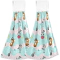 thumbnail image 2 of SKYSONIC 2 PCS Hanging Hand Towels,Cute Fox Raccoon and Panda Hand Dry Towels for Kitchen & Bathroom,Hanging Towel Set with Hanging Loop, 12"x17", 2 of 6
