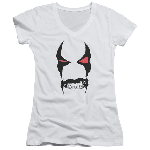 JLA Justice League Lobo Face Junior Women's T-Shirt V-Neck White